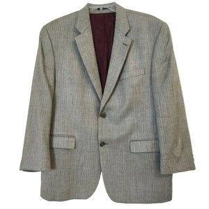 RALPH LAUREN Gray Herringbone Blazer Two Button Silk Wool Men's Size 44R